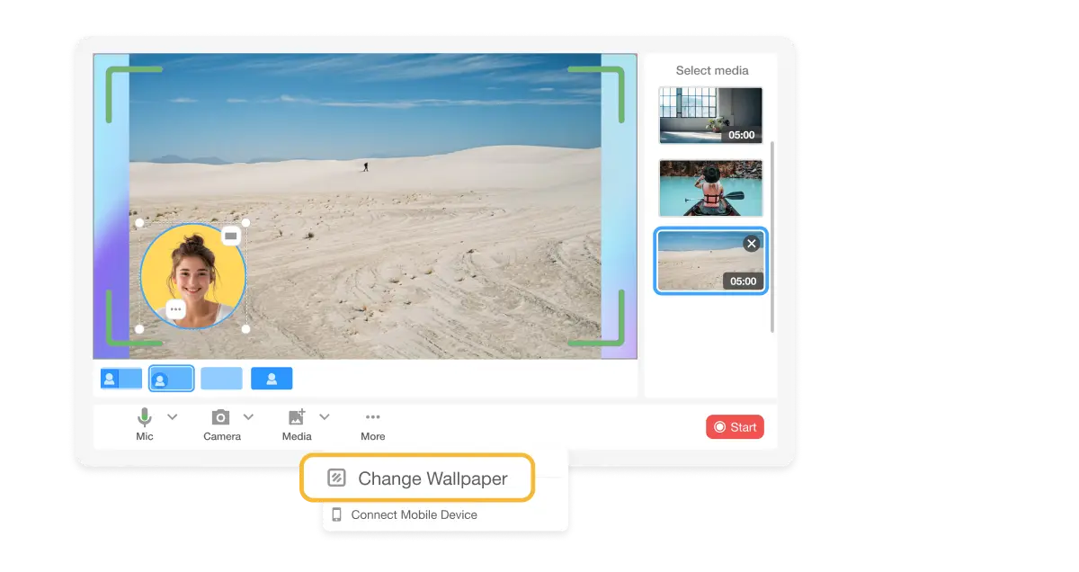Changing wallpaper during video recording with the desktop app