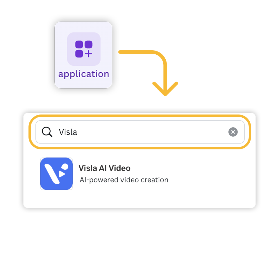 Create videos in Canva with Visla AI by searching for Visla in Canva's app menu