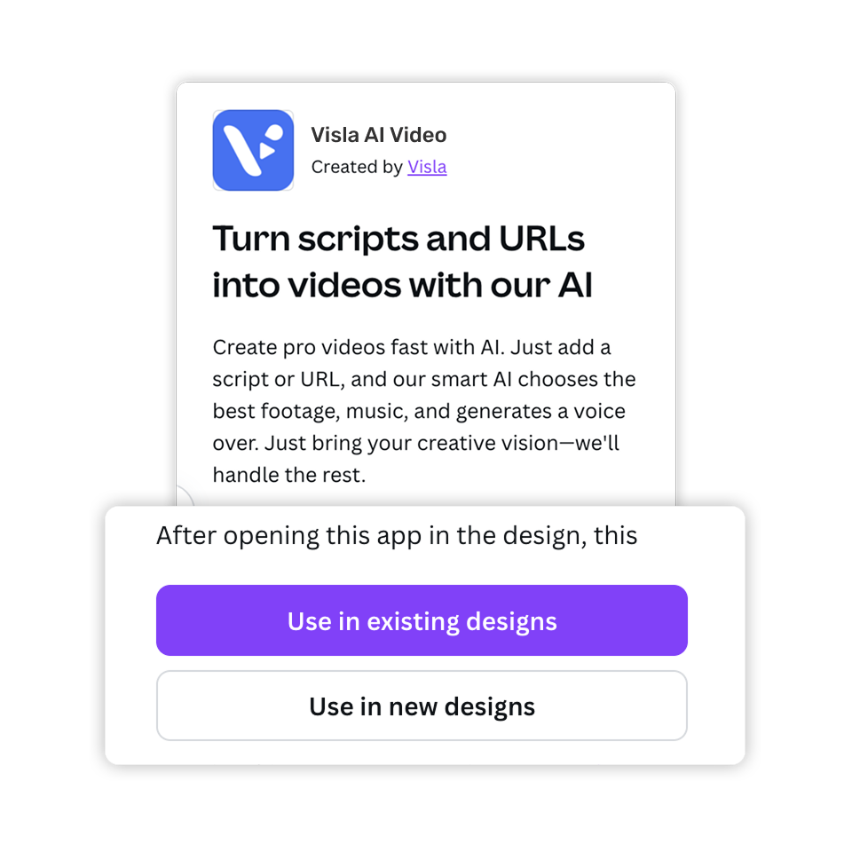 Create videos in Canva with Visla AI by installing the Visla Canva integration
