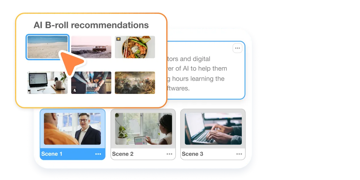 Let Visla AI build your narrative video by assembling selected visuals and audio into a full story.