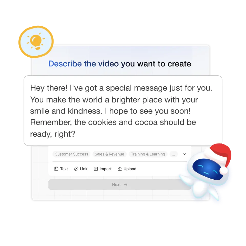 Enter a short script to start creating an AI Santa video message in Visla
