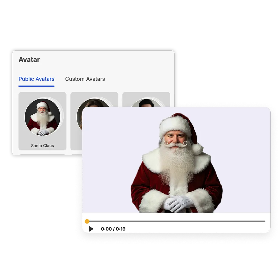 Select the AI Santa Avatar to make sure Santa appears on camera in your AI Santa video