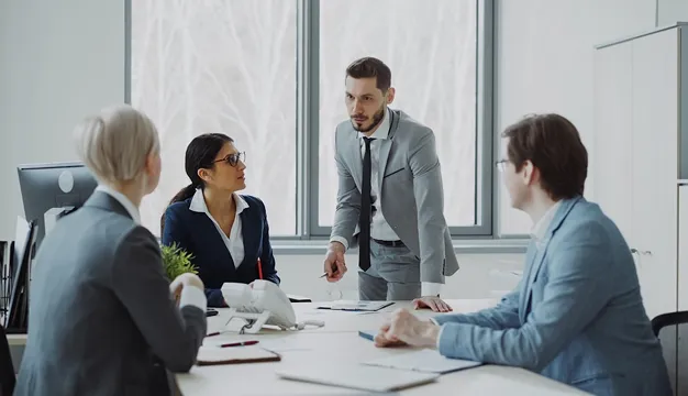 Workplace team conversation shown as a scenario-based training and learning video created with Visla