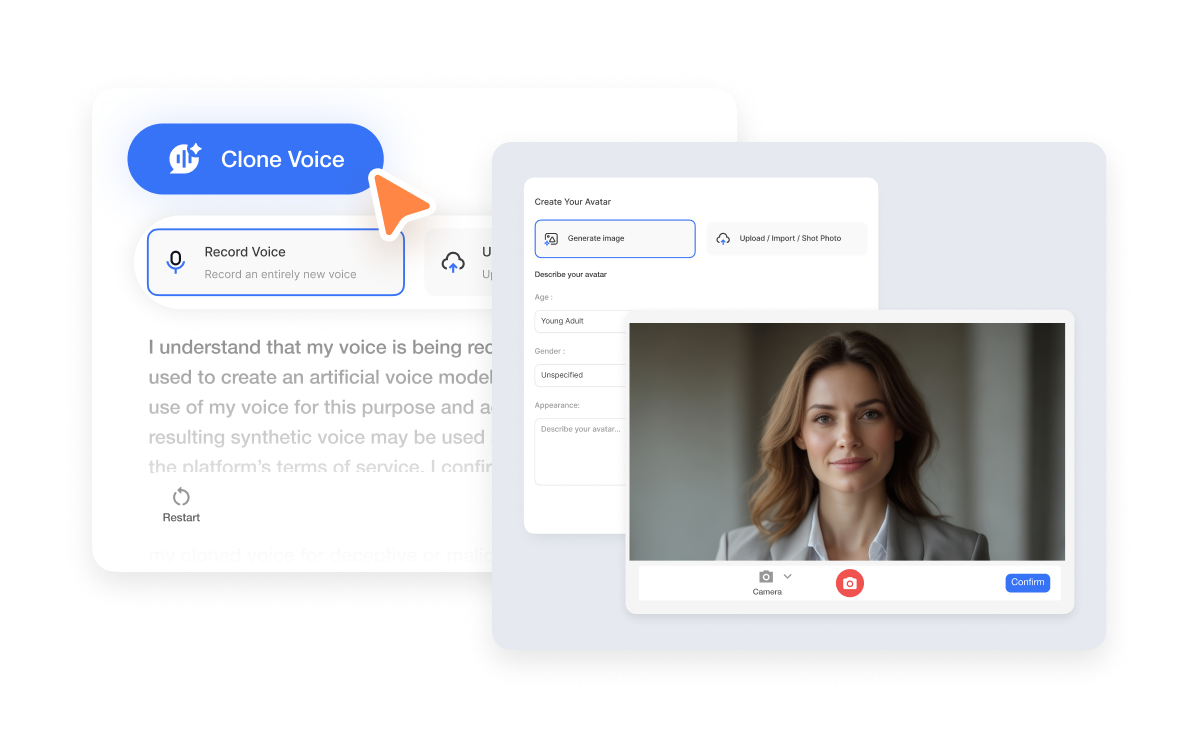 AI video creation tool for schools to personalize content with voice cloning and custom avatars for teachers or school leaders