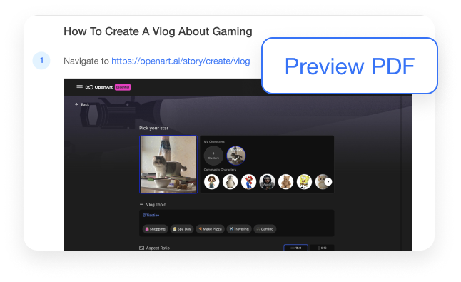 AI step recorder PDF export – step-by-step document with visuals and captions for printable checklists, audits, and compliance handouts