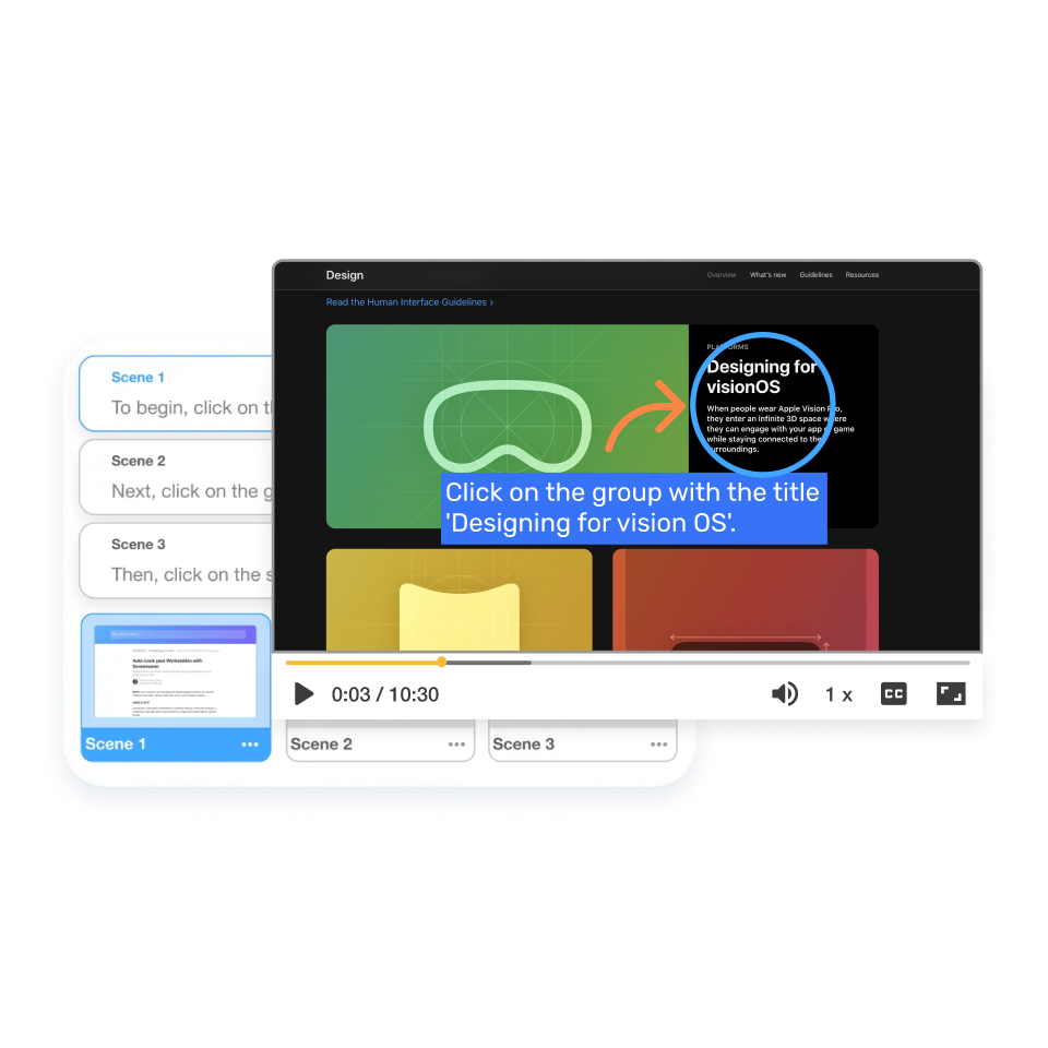 screen step recorder for customer success team — refine scene by scene in the Scene‑Based Editor with text overlays, transitions, music, voiceover adjustments, or pacing edits