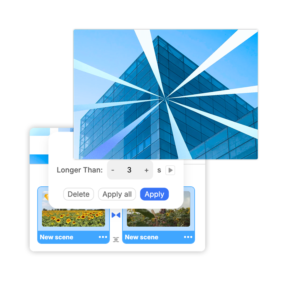 Preview and confirm the Video Transition between clips inside the Visla editor